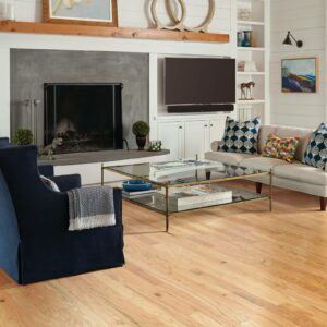 Light hardwood floor in living room