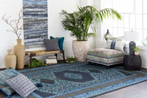 Modern blue area rug | Howmar Carpet Inc